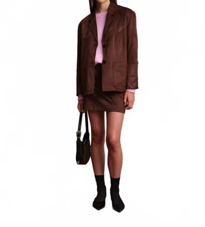Deluc Dereck Faux Suede Blazer In Chocolate In Brown