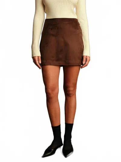 Deluc Dereck Suede Mini Skirt In Chocolate In Black