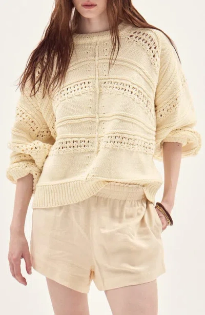 Deluc Faial Open Stitch Cotton Blend Sweater In Yellow