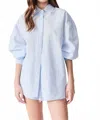 Deluc Felicity Oversized Striped Button Down Shirt In Light Blue In Blue
