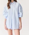 Deluc Felicity Oversized Striped Button Down Shirt In Light Blue In Blue