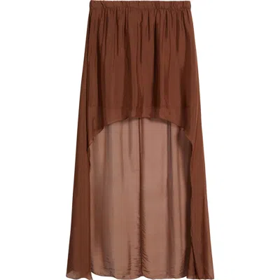 Deluc Forum Chiffon High-low Skirt In Brown