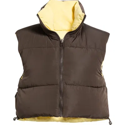 Deluc Gallagher Reversible Puffer Vest In Brown