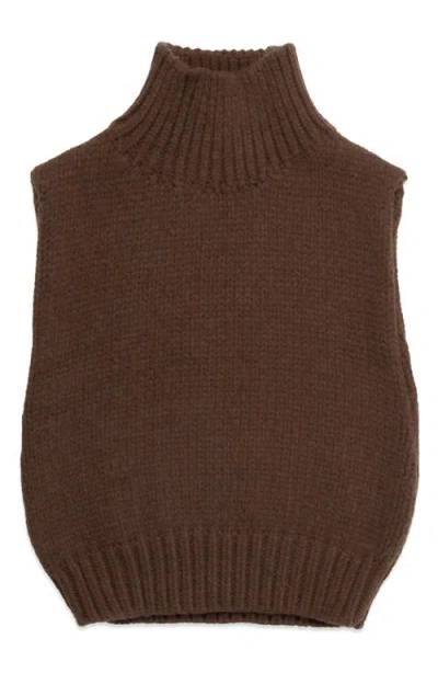 Deluc George Sleeveless Mock Neck Sweater In Brown
