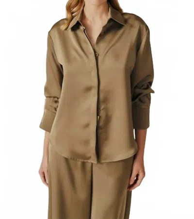 Deluc Hosta Button Down Shirt In Tan Olive In Brown