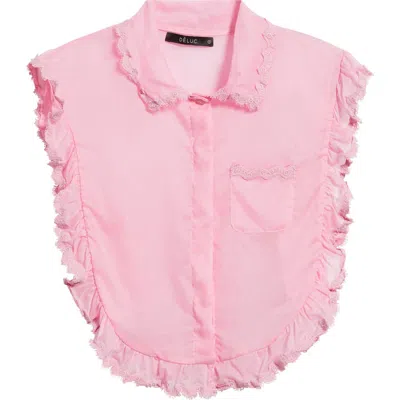 Deluc Insua Frill Detail Sleeveless Cotton Voile Button-up Shirt In Pink