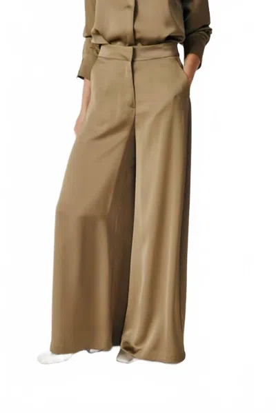 Deluc Iris Wide Leg Pants In Tan Olive In Brown