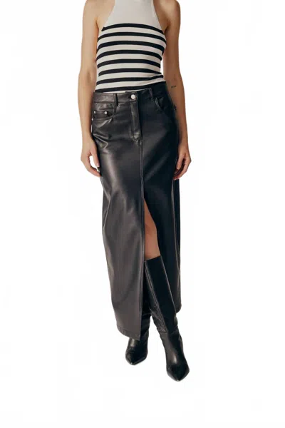Deluc Itea Leather Midi Skirt In Black