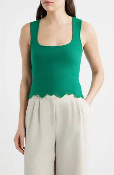 Deluc Ithaca Embroidered Scallop Hem Tank In Green