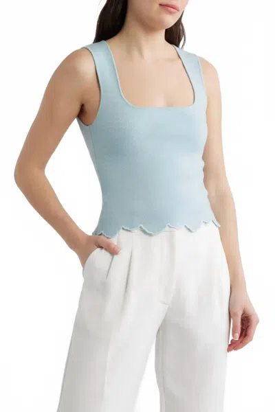 Deluc Ithaca Embroidered Scallop Hem Tank In Light Blue