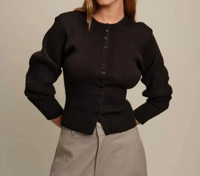 Deluc Jack Fitted Ribbed Cardigan In Black