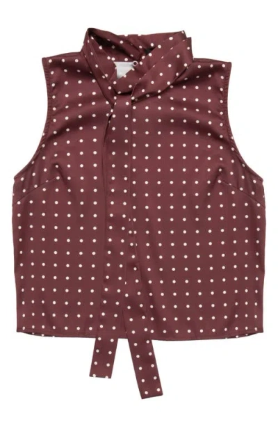 Deluc Justin Sleeveless Satin Top In Burgundy