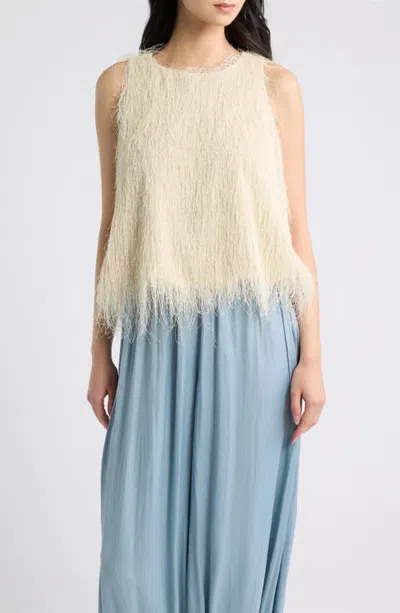 Deluc Kula Furry Sleeveless Top In Neutral