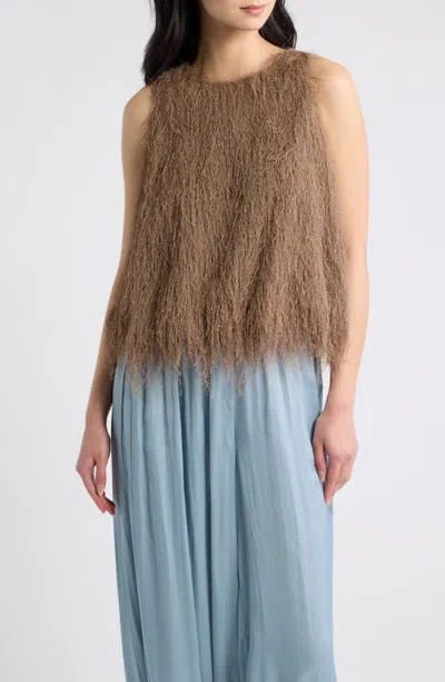 Deluc Kula Furry Sleeveless Top In Mocha