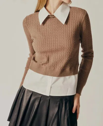 Deluc Layered Sweater Shirt In Taupe In Grey