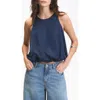 Deluc Leonard Crop Sleeveless Satin Top In Blue
