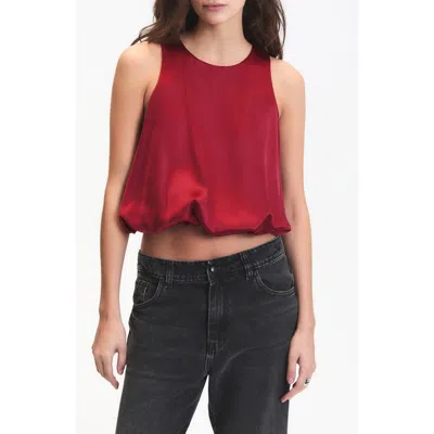 Deluc Leonard Crop Sleeveless Satin Top In Red