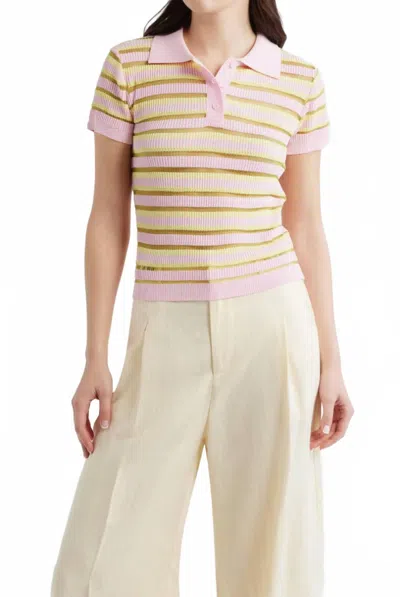 Deluc Levanzo Knit Polo Top In Multicolor Pink