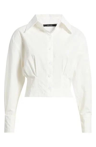Deluc Lewis Cropped Cotton Poplin Shirt In White