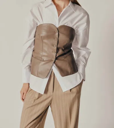Deluc Lindera Corsette Top In Taupe In White