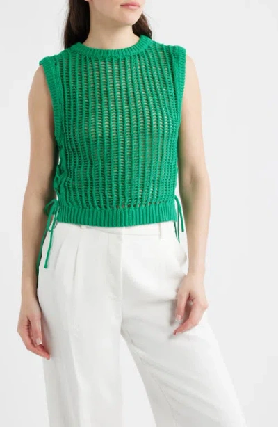Deluc Lipari Cinched Open Stitch Sweater Vest In Green