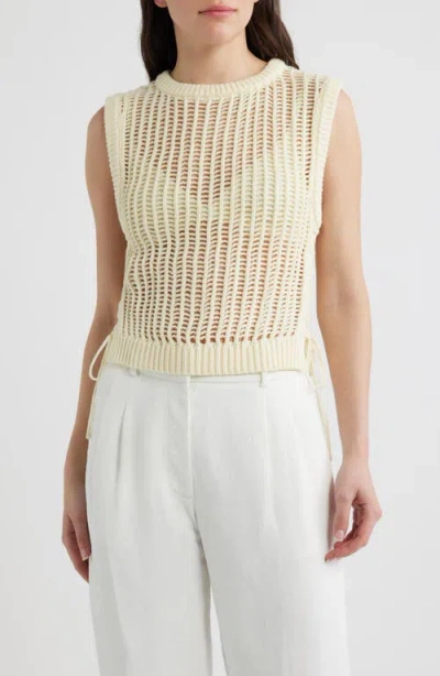 Deluc Lipari Cinched Open Stitch Sweater Vest In Neutral