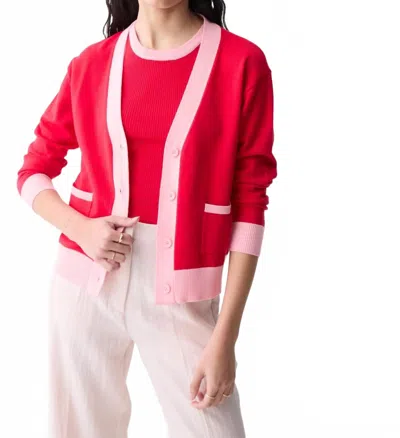 Deluc Lisboa Button Down Cardigan In Red/pink