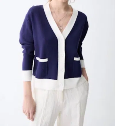 Deluc Lisboa Cardigan In Navy/white In Blue