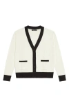 Deluc Lisboa Contrast Trim Cardigan In Ecru With Black Details