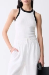 Deluc Lisboa Contrast Trim Rib Sweater Tank In White