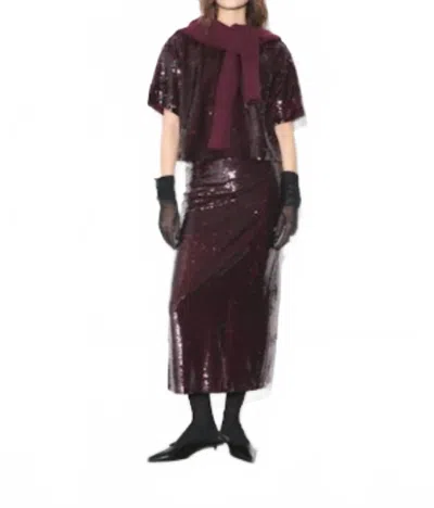 Deluc Logan Midi Skirt In Bordeaux In Burgundy