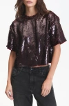 Deluc Logan Sequin Top In Burgundy
