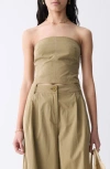 Deluc Louna Strapless Crop Top In Army