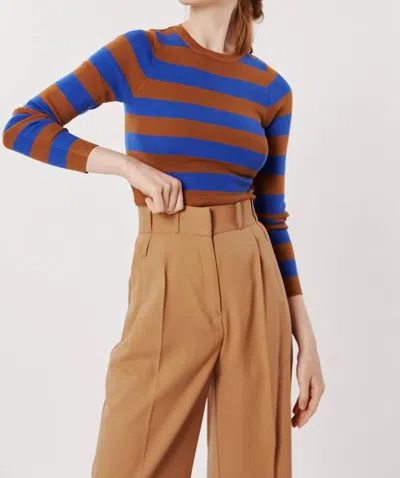 Deluc Lucca Striped Sweater In Multi Blue In Brown