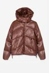 Deluc Maggiano Leather Puffer Jacket In Coffee In Multi