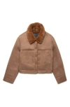 Deluc Mathew Faux Suede & Faux Shearling Jacket In Brown