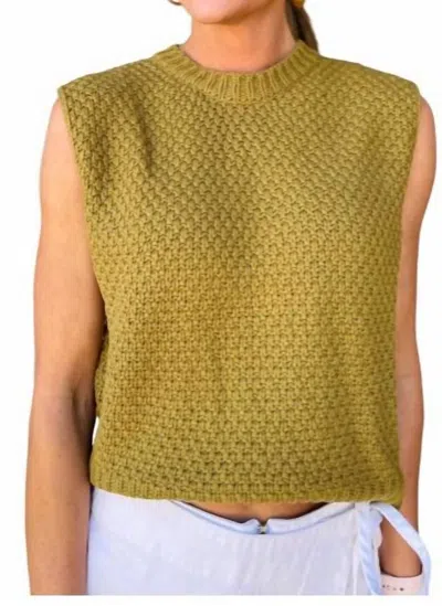 Deluc Matisse Knitted Vest In Olive In Yellow