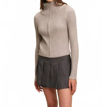 Deluc Matteo Zip Up Cardigan In Light Grey Melange In Neutral