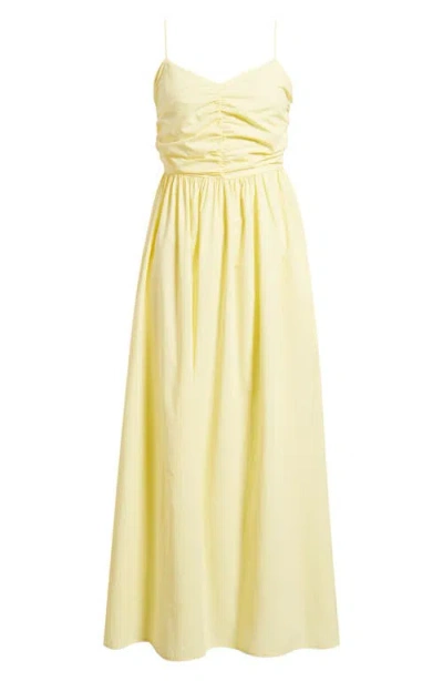 Deluc Maubois Shirred Cotton Poplin Midi Dress In Yellow