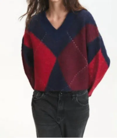 Deluc Micah Knit V Neck Sweater In Navy In Blue