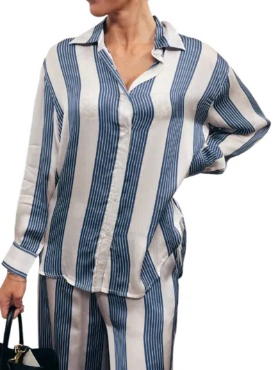 Deluc Milo Stripe Long Sleeve Shirt In Blue