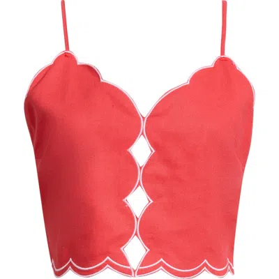 Deluc Muro Scallop Top In Red