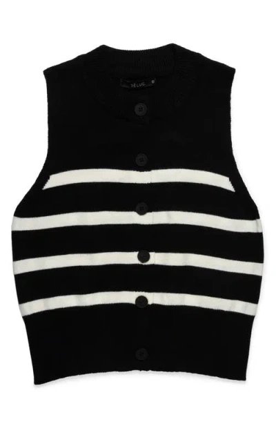 Deluc Mykonos Stripe Knit Vest In Black