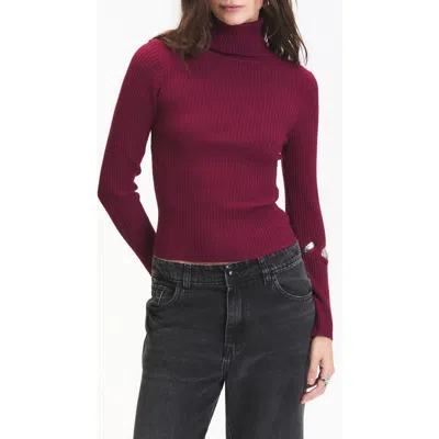 Deluc Mylo Ribbed Turtleneck Sweater In Burgundy
