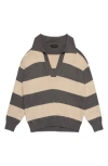 Deluc Nick Polo Stripe Sweater In Gray