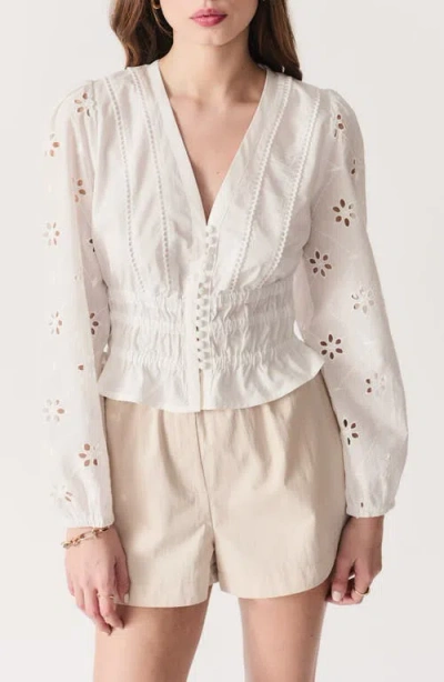 Deluc Oleiros Long Sleeve Cotton Top In Off White