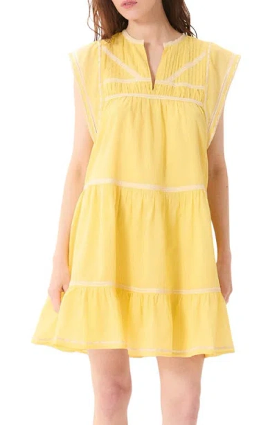 Deluc Onza Lace Trim Cotton Minidress In Yellow