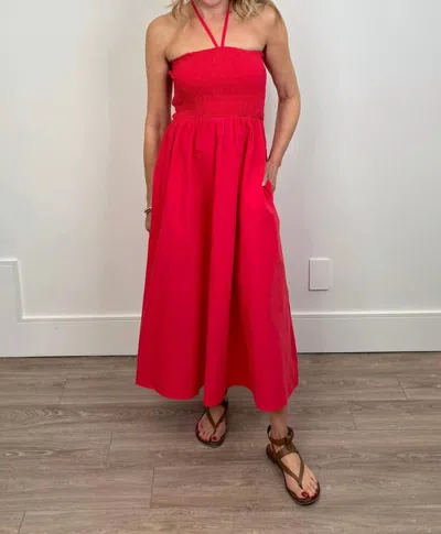 Deluc Osorio Smocked Halter A-line Dress In Red