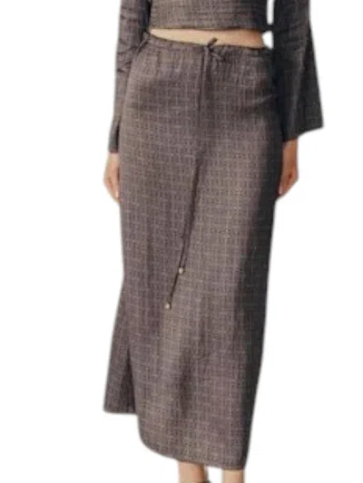 Deluc Paeonia Midi Skirt In Brown
