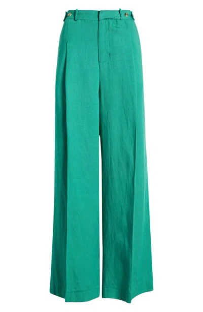 Deluc Palermo Pleated Wide Leg Pants In Green